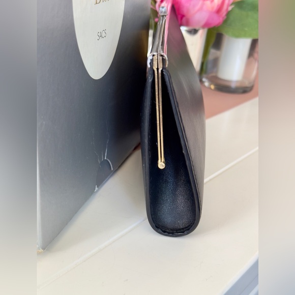 Vintage Dior Black Leather Clutch w Original Box - Picture 5 of 8